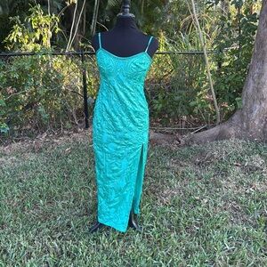 ASOS DESIGN cami embellished sequin seamed maxi dress in dark mint, size 8